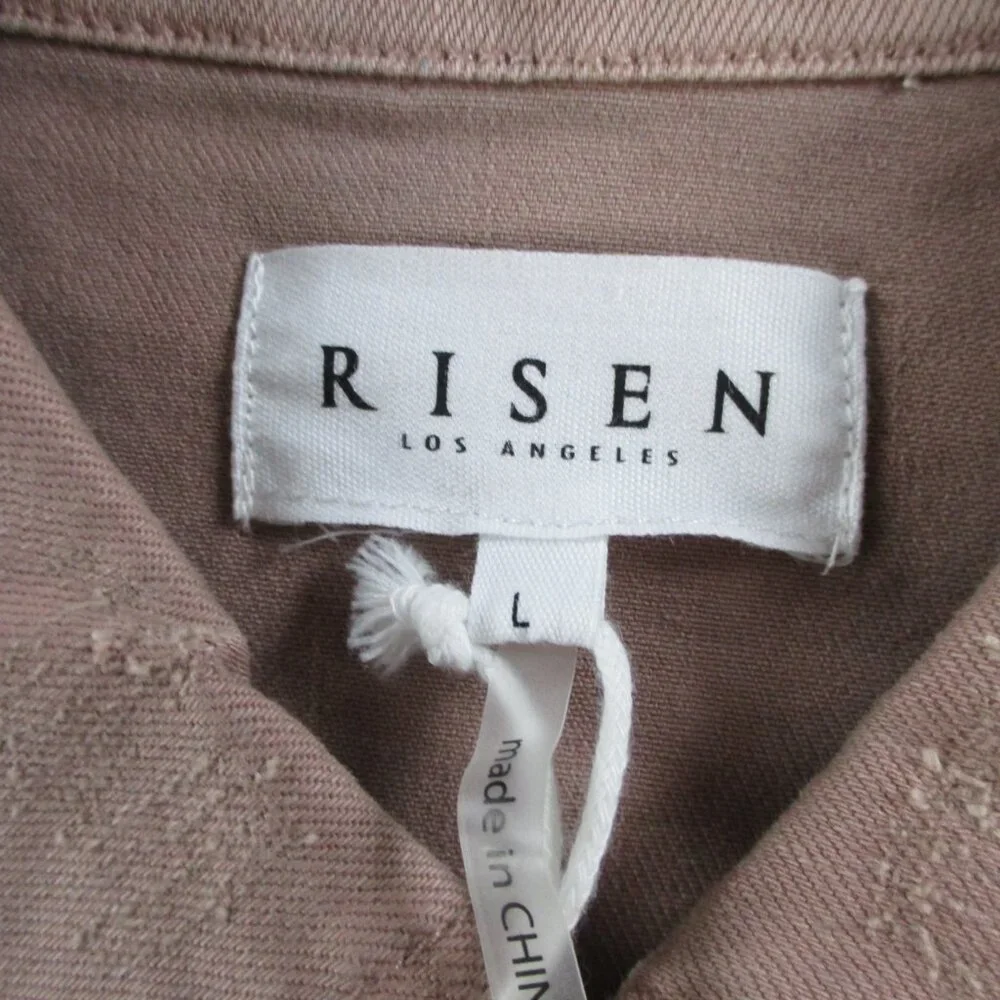 Risen Jacket Womens Large Mauve Pink Deconstructed Distressed Denim Trucker NWT - Picture 4 of 11